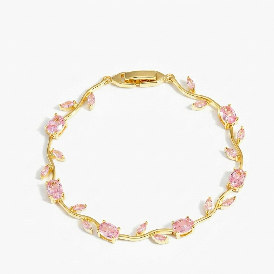 Rapunzel Edition Pink Tulip Bracelet – Elegant Floral Charm Bracelet for Women