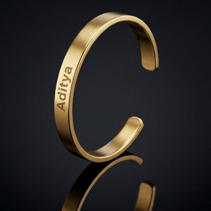 Personalized Gold Kada Bracelet for Men – Custom Name Engraved Bracelet