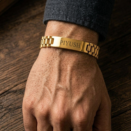 Personalized Name Bracelet for Men – Custom Engraved Gold Bracelet