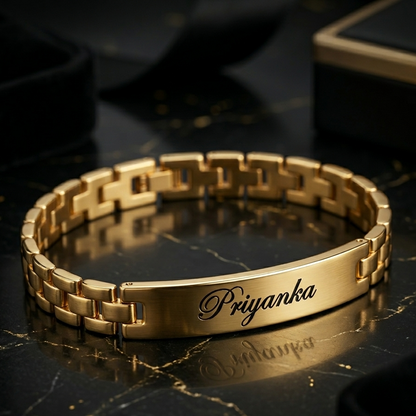 Personalized Name Bracelet for Women – Custom Gold Engraved Bracelet