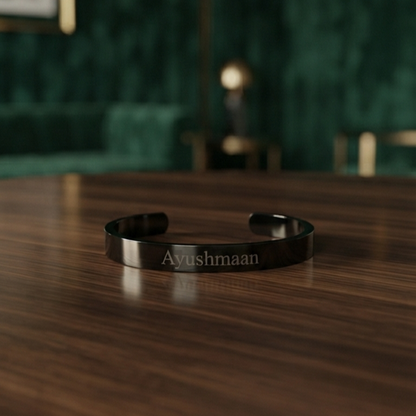 Personalized Black Kada Bracelet for Men – Custom Name Engraved Bracelet