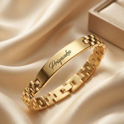 Personalized Name Bracelet for Women – Custom Gold Engraved Bracelet