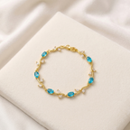 Tulip Bracelet for Women Cinderella Edition – Luxury Gold-Plated Floral Charm Bracelet with Elegant Blue Crystal
