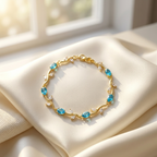 Tulip Bracelet for Women Cinderella Edition – Luxury Gold-Plated Floral Charm Bracelet with Elegant Blue Crystal