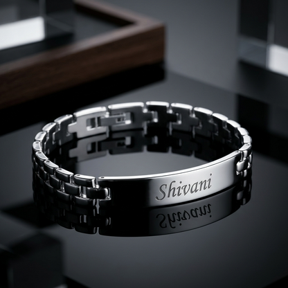 Personalized Silver Name Bracelet for Women – Custom Engraved Bracelet