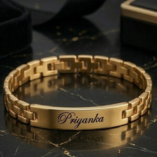 Personalized Name Bracelet for Women – Custom Gold Engraved Bracelet