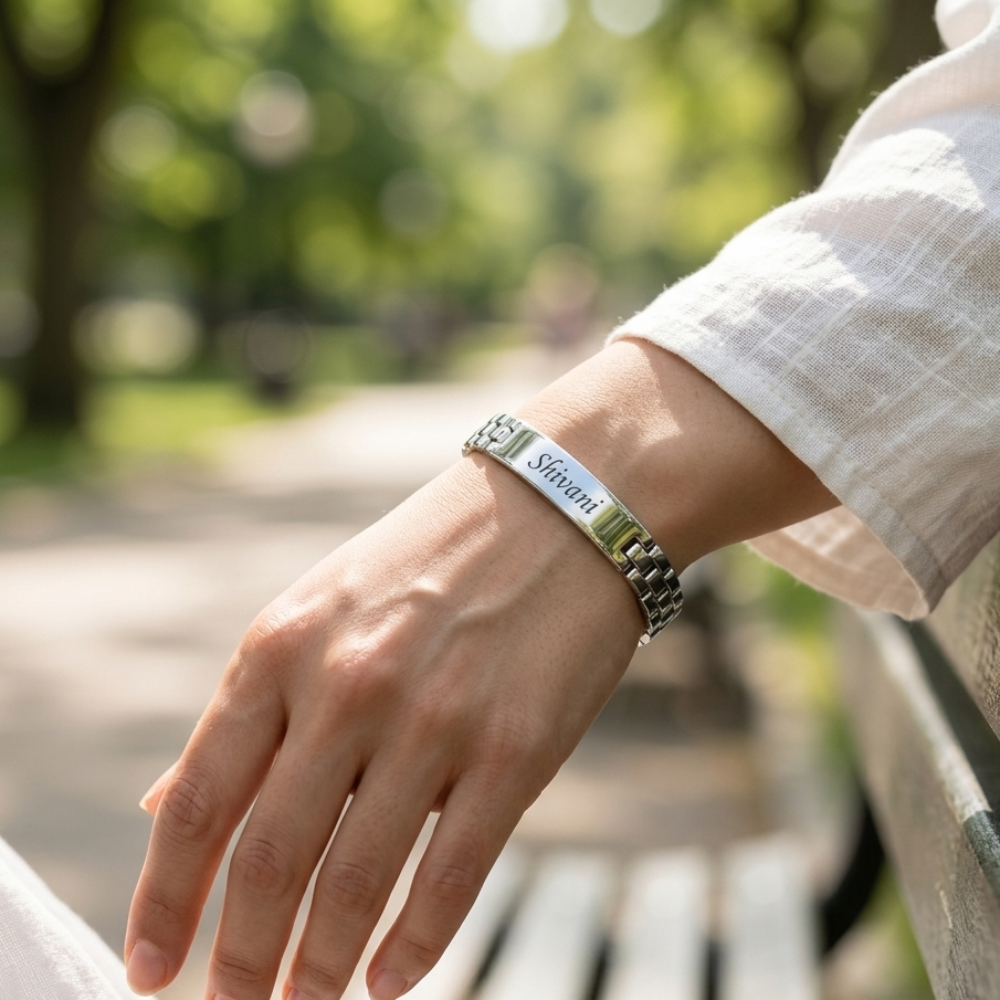 Personalized Silver Name Bracelet for Women – Custom Engraved Bracelet