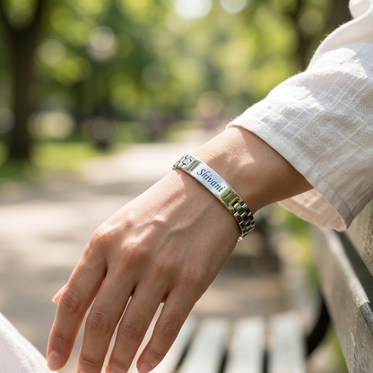 Personalized Silver Name Bracelet for Women – Custom Engraved Bracelet