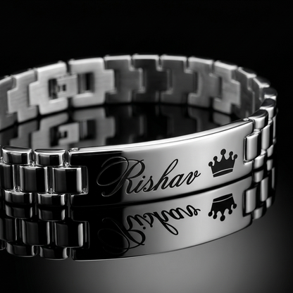 Personalized Name Bracelet for Men – Custom Engraved Silver Bracelet