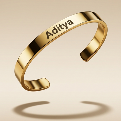 Personalized Gold Kada Bracelet for Men – Custom Name Engraved Bracelet