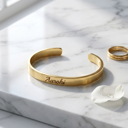 Personalized Gold Kada Bracelet for Women – Custom Name Engraved Bracelet