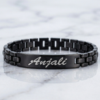 Personalized Name Bracelet for Women | Custom Engraved Black Bracelet | Elegant Gift Jewelry