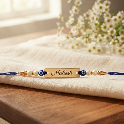 Personalized Evil Eye Name Rakhi | Custom Engraved Raksha Bandhan Rakhi