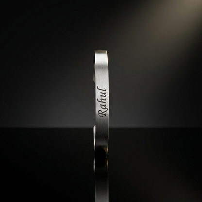 Personalized Silver Kada Bracelet for Men – Custom Name Engraved Bracelet