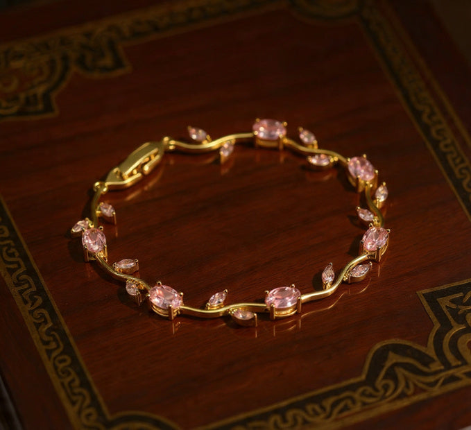 Rapunzel Edition Pink Tulip Bracelet – Elegant Floral Charm Bracelet for Women