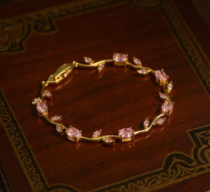 Rapunzel Edition Pink Tulip Bracelet – Elegant Floral Charm Bracelet for Women