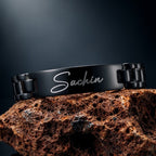Personalized Name Bracelet for Men – Custom Engraved Black Bracelet